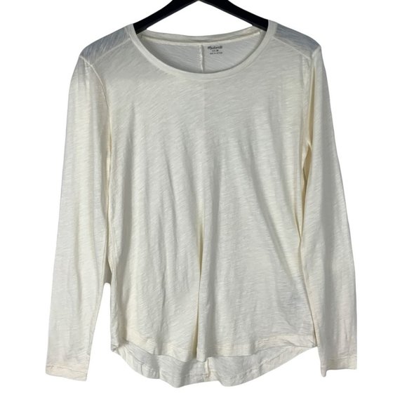 Madewell Tops - NWT Ivory Madewell Whisper Cotton Long-Sleeve Crewneck Tee T-Shirt Size M